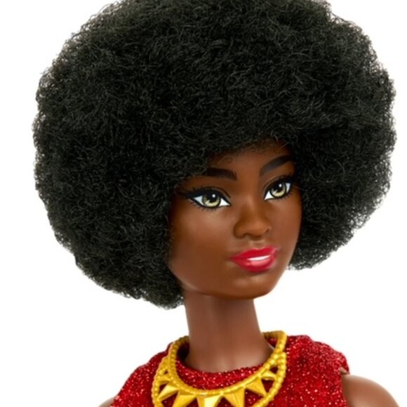 Barbie African American Fashionistas Doll# 221 w/ Natural Black Hair, Red Dress - Picture 2 of 8